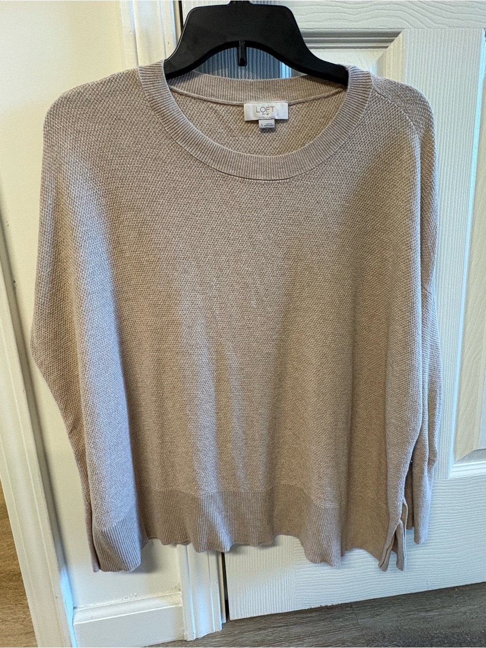 LOFT Taupe Scoopneck Lightweight Knit Sweater
